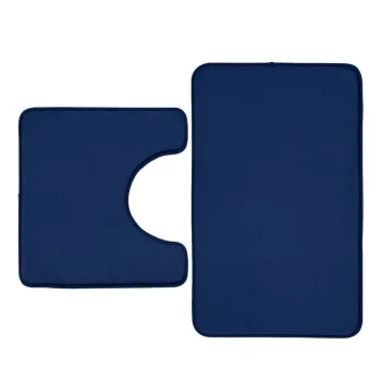 Covorase de baie albastru-inchis pentru WC 2 buc. din spuma cu memorie 50x80 cm Anti-Bacterial - Catherine Lansfield imagine