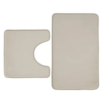 Covorase de baie bej pentru WC 2 buc. din spuma cu memorie 50x80 cm Anti-Bacterial - Catherine Lansfield imagine