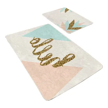 Covorase de baie crem/aurii 2 buc. din catifea 60x100 cm Hello - Mila Home imagine