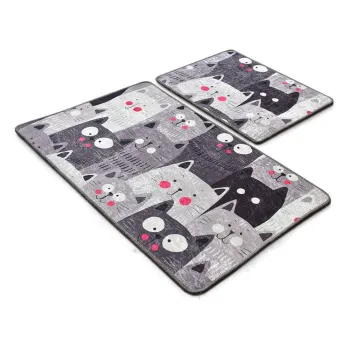 Covorase de baie gri 2 buc. 60x100 cm Meow - Foutastic imagine