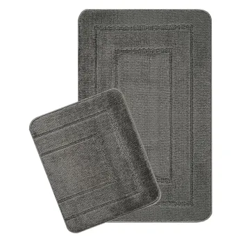 Covorase de baie gri-antracit 2 buc. 50x80 cm Cerceve - Foutastic imagine