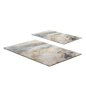 Covorase de baie gri/bej 2 buc. 60x100 cm - Foutastic imagine