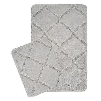 Covorase de baie gri-deschis 2 buc. 50x80 cm Cizgili - Foutastic imagine