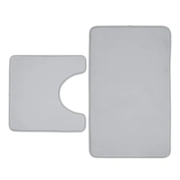 Covorase de baie gri-deschis pentru WC 2 buc. din spuma cu memorie 50x80 cm Anti-Bacterial - Catherine Lansfield imagine
