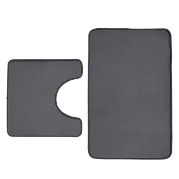 Covorase de baie gri-inchis pentru WC 2 buc. din spuma cu memorie 50x80 cm Anti-Bacterial - Catherine Lansfield imagine