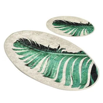 Covorase de baie verde/bej 2 buc. 60x100 cm Floret - Foutastic imagine