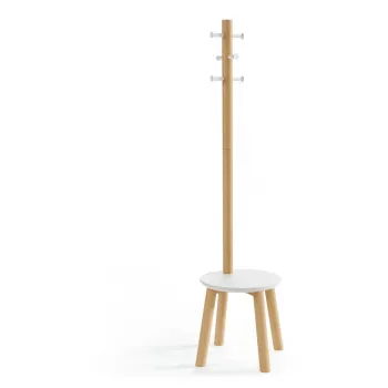 Cuier alb/in culoare naturala din lemn masiv de arbore de cauciuc Pillar - Umbra imagine