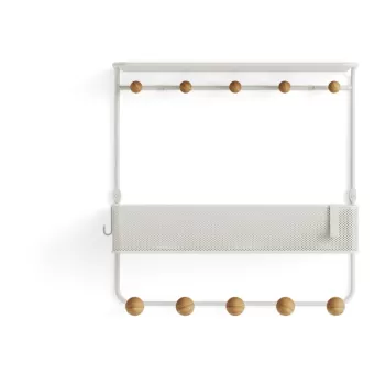 Cuier de perete alb/in culoare naturala cu raft din metal Estique - Umbra imagine