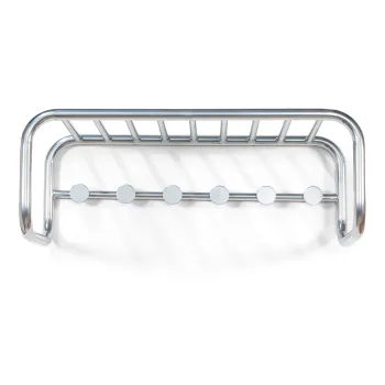 Cuier de perete argintiu cu raft din metal Retro - Spinder Design imagine