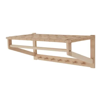 Cuier de perete in culoare naturala cu raft din lemn de stejar 80 cm Oslo - Jotex imagine