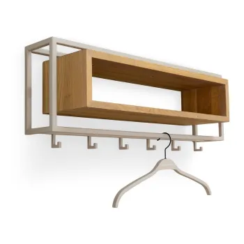 Cuier de perete in culoare naturala/taupe cu raft din lemn de stejar 78 cm School - Spinder Design imagine