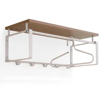 Cuier de perete in culoare naturala/taupe cu raft din otel 70 cm Rex - Spinder Design imagine