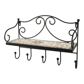 Cuier de perete negru cu raft din metal 42 cm Almeria - Garden Pleasure imagine