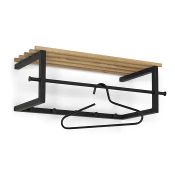 Cuier de perete negru cu raft din metal Marco - Spinder Design imagine