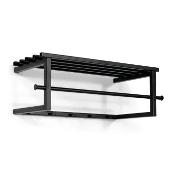 Cuier de perete negru cu raft din metal Marco - Spinder Design imagine