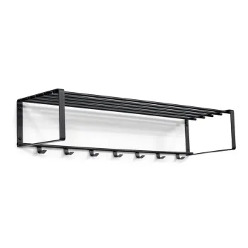 Cuier de perete negru cu raft din metal Rex - Spinder Design imagine