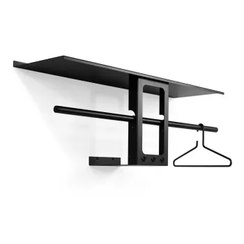Cuier de perete negru cu raft din otel 100 cm Luno Small - Spinder Design imagine
