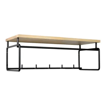 Cuier de perete negru-natural cu raft din metal Clint - Spinder Design imagine