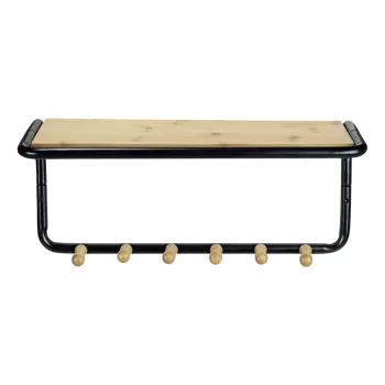 Cuier de perete negru/natural cu raft din metal Loft - Wenko imagine