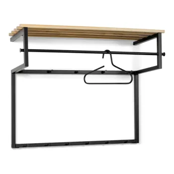 Cuier de perete negru-natural cu raft din metal Rizzoli - Spinder Design imagine