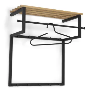 Cuier de perete negru-natural cu raft din metal Rizzoli - Spinder Design imagine