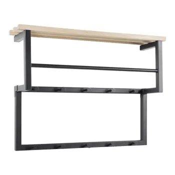 Cuier de perete negru-natural cu raft din metal Rizzoli - Spinder Design imagine