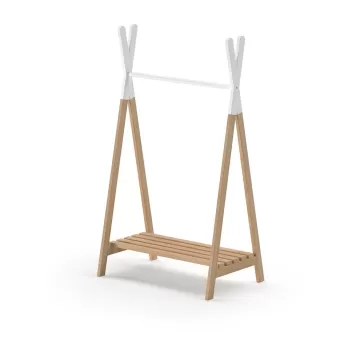 Cuier pentru copii alb/in culoare naturala din lemn masiv de pin KIDDY - Vipack imagine