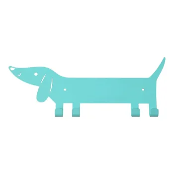 Cuier pentru copii turcoaz pentru perete din metal Sausage Dog - Rex London imagine