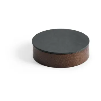 Cutie de depozitare gri antracit-maro din lemn si din piele ecologica cu capac, decorativa o 11x3,5 cm Circle Nupo - LIND DNA imagine