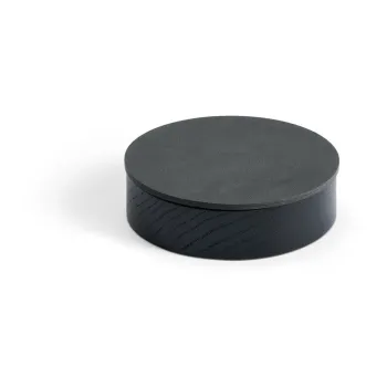 Cutie de depozitare neagra-gri antracit din lemn si din piele ecologica cu capac, decorativa o 11x3,5 cm Circle Nupo - LIND DNA imagine