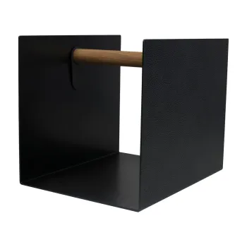 Cutie de depozitare neagra/gri antracit din metal/din piele ecologica decorativa 32x38x31 cm Hippo - LIND DNA imagine