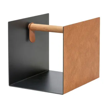 Cutie de depozitare neagra/in culoare naturala din metal/din piele ecologica decorativa 32x38x31 cm Bull - LIND DNA imagine