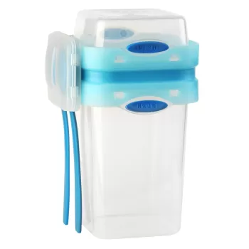 Cutie pentru pranz cu tacamuri Vialli Design, 650ml+230m, albastru imagine