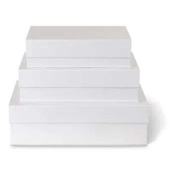 Cutii de depozitare albe 3 buc. din carton cu capac, decorative 42,5x29,5x13 cm Kian Paper Laminate - Bigso imagine