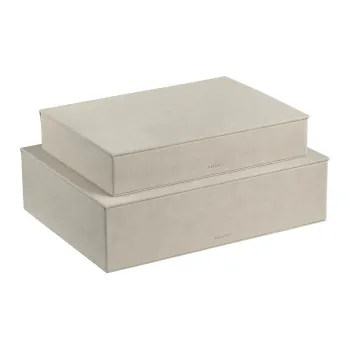 Cutii de depozitare bej 2 buc. din piele artificiala cu capac/decorative 40x30x11 cm Sahla - Blomus imagine