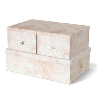 Cutii de depozitare bej 3 buc. din carton, cu capac, decorative 31x47x15,5 cm Inge Paper Laminate - Bigso imagine