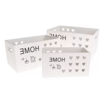 Cutii de depozitare decorative din lemn in set de 3 buc. - Dakls imagine