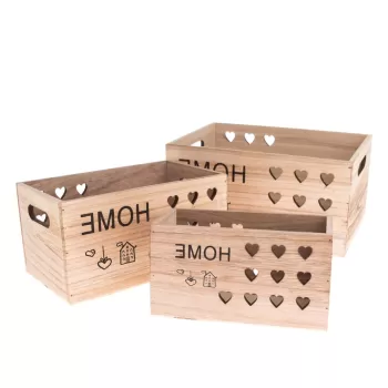 Cutii de depozitare decorative din lemn in set de 3 buc. - Dakls imagine