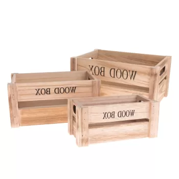Cutii de depozitare decorative din lemn in set de 3 buc. - Dakls imagine