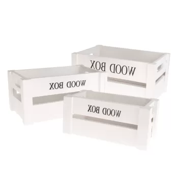 Cutii de depozitare decorative din lemn in set de 3 buc. - Dakls imagine