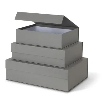 Cutii de depozitare gri 3 buc. din carton cu capac, decorative 42,5x29,5x13 cm Kian Paper Laminate - Bigso imagine