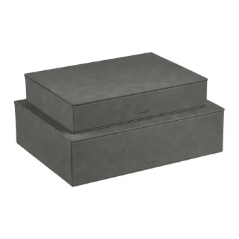 Cutii de depozitare gri-antracit 2 buc. din piele artificiala cu capac/decorative 40x30x11 cm Sahla - Blomus imagine