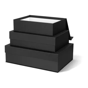 Cutii de depozitare gri-inchis 3 buc. din carton cu capac, decorative 42,5x29,5x13 cm Kian Paper Laminate - Bigso imagine
