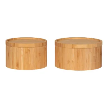 Cutii de depozitare in culoare naturala 2 buc. din bambus cu capac/decorative o 15x8 cm Chefalu - House Nordic imagine