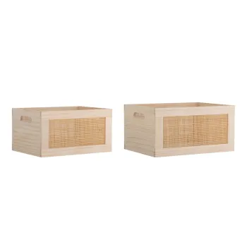 Cutii de depozitare in culoare naturala 2 buc. din lemn decorative 39x29x20 cm Piana - Bloomingville imagine