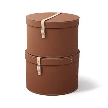 Cutii de depozitare maro 2 buc. din carton cu capac, decorative o 37,5x25 cm Rut Restore Paper Laminate - Bigso imagine