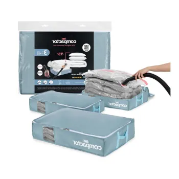 Cutii de depozitare sub pat 3 buc. din plastic cu vacuum 65x45x15,5 cm Blue Edition - Compactor imagine