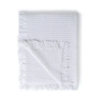 Cuvertura alba din bumbac reciclat 260x280 cm Honeycomb - Ixia imagine