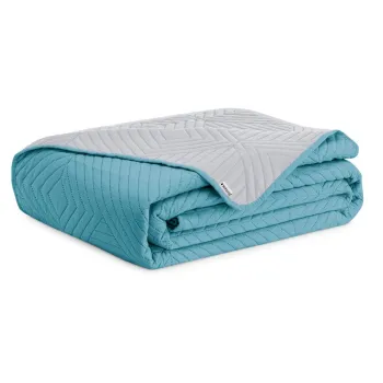 Cuvertura albastra/gri deschis matlasata din microfibra 220x240 cm Softa - Restilo imagine