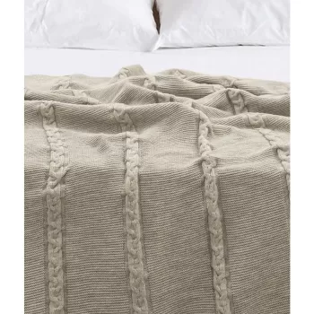 Cuvertura bej din bumbac pentru pat dublu 200x220 cm Trenza - Oyo Concept imagine